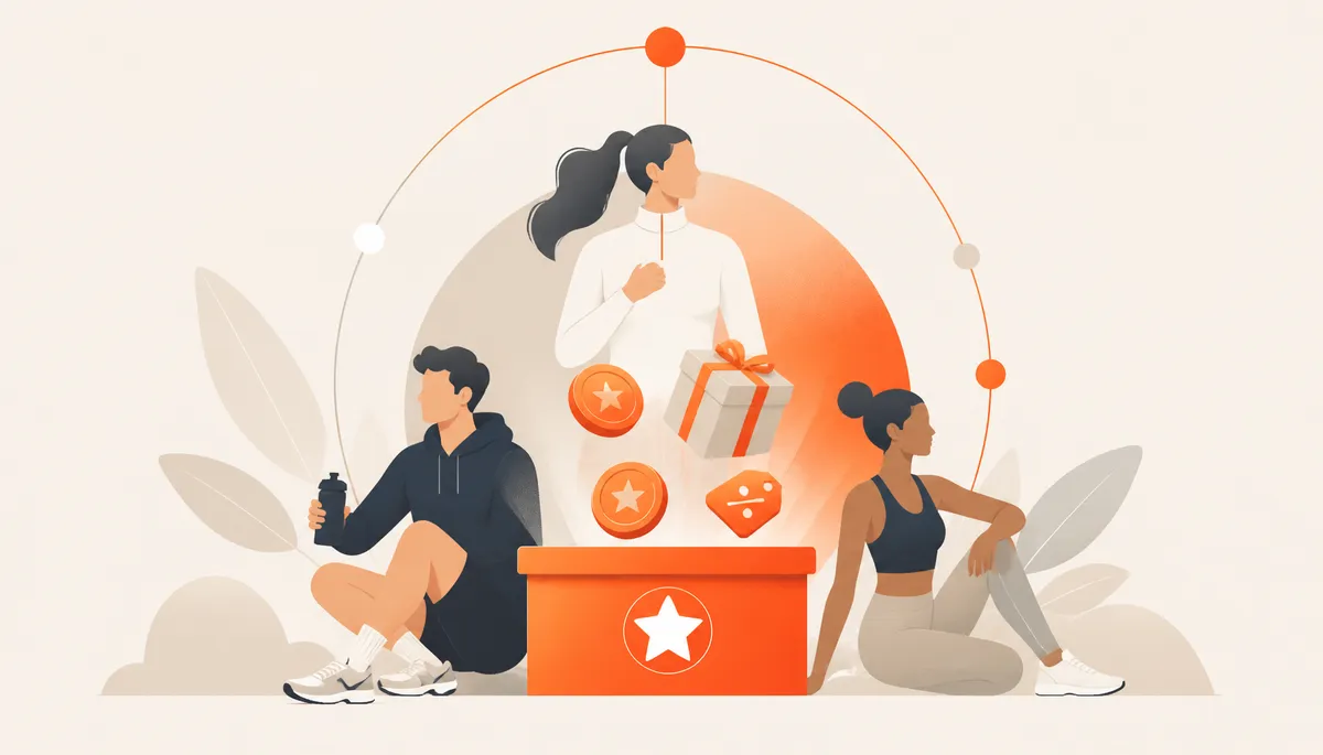 Illustration showing sports loyalty benefits and rewards wallet
