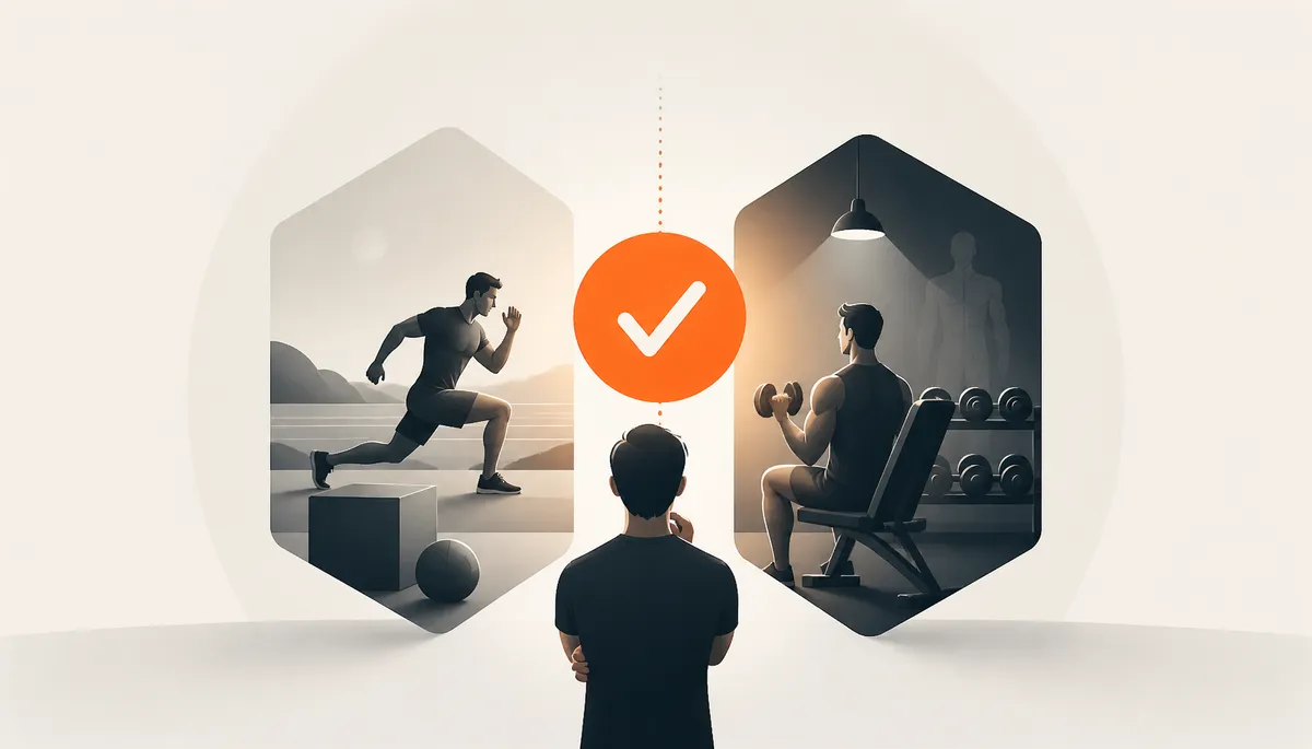 Person choosing a home fitness app