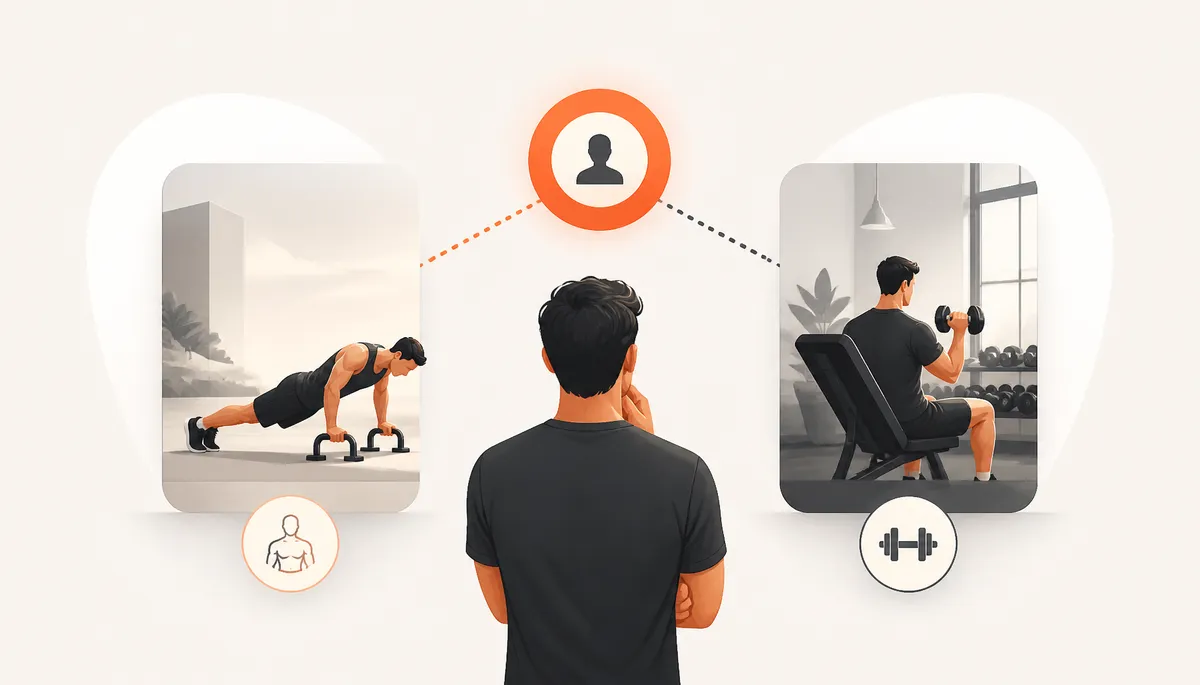Home fitness routine with habit tracking