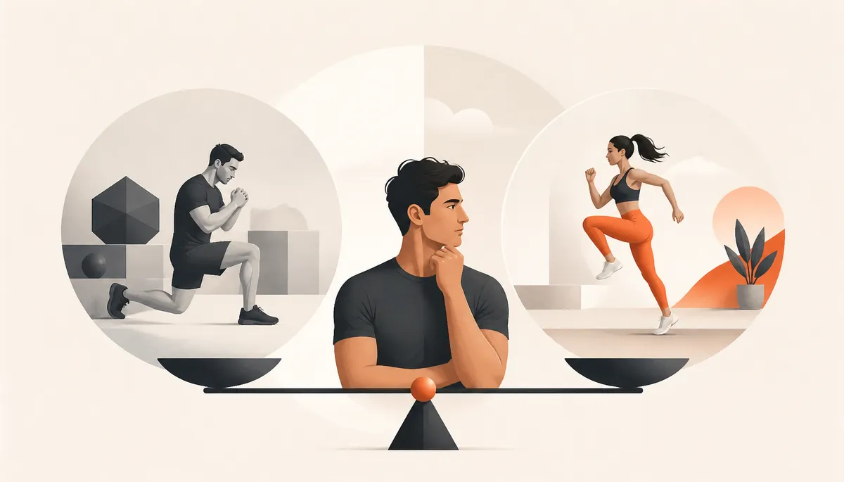 Person choosing a home fitness app