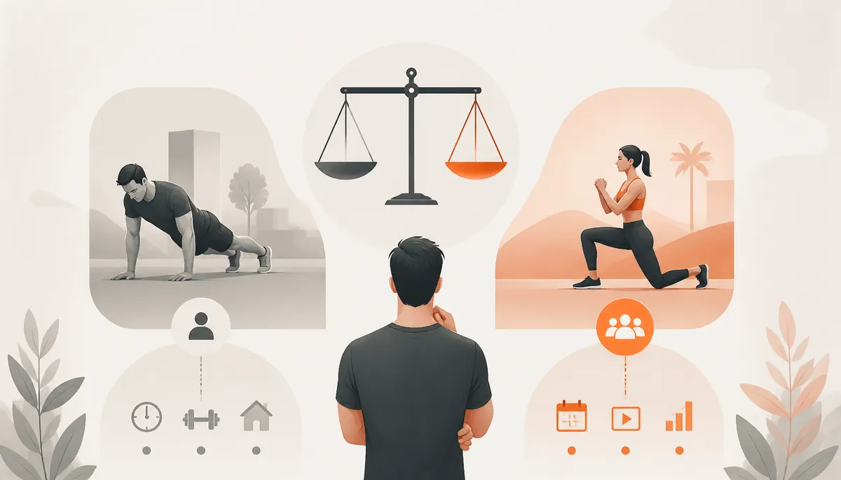 Home fitness routine with habit tracking