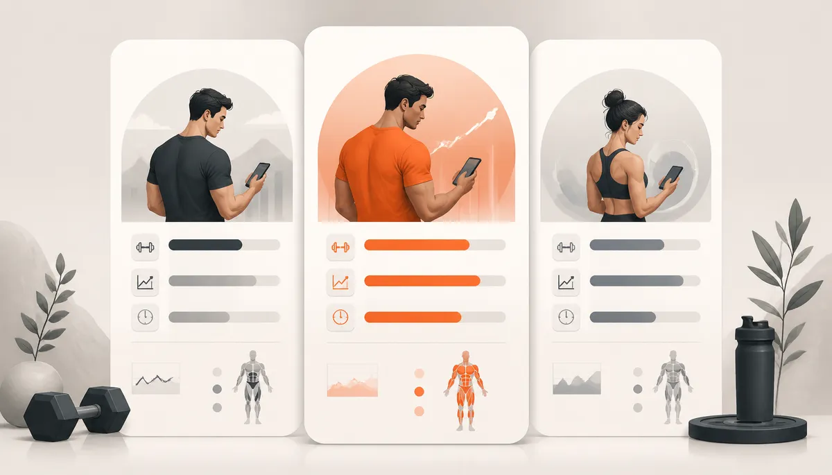 Visual comparison of the three apps side by side