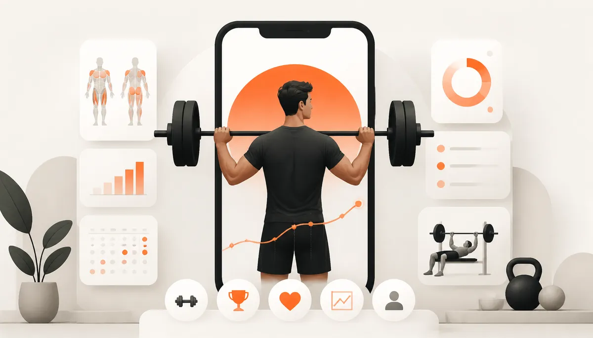 Athlete using a phone between sets at the gym