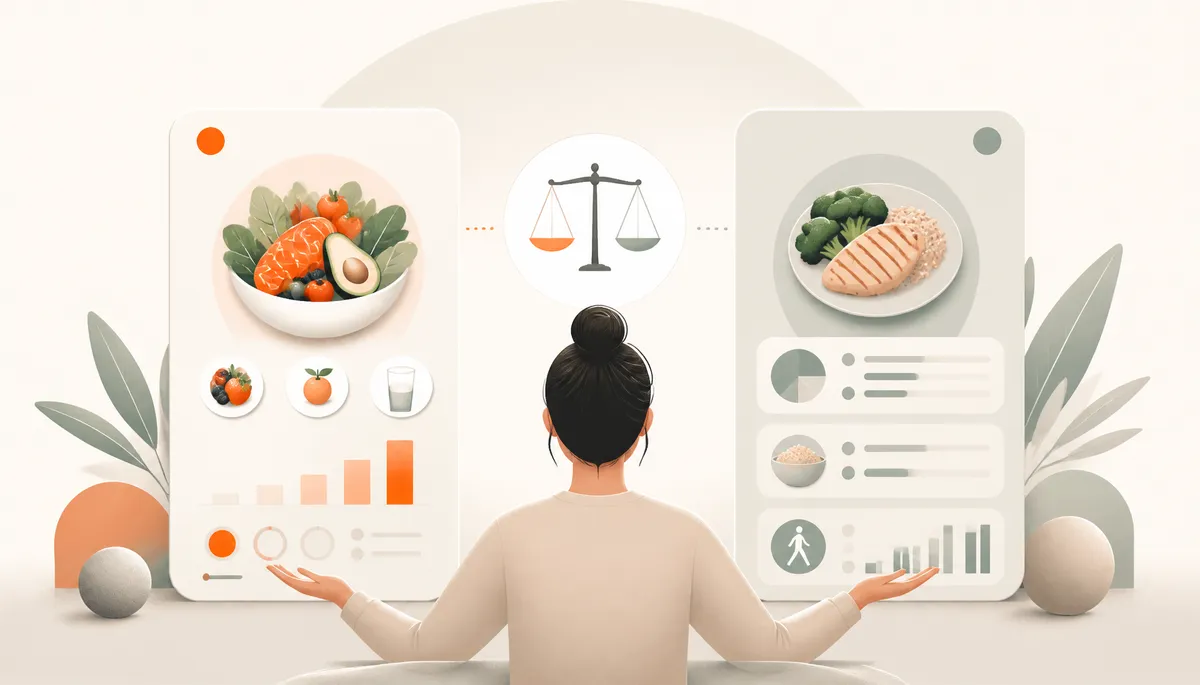 Illustration éditoriale d'un journal alimentaire et de données nutritionnelles
