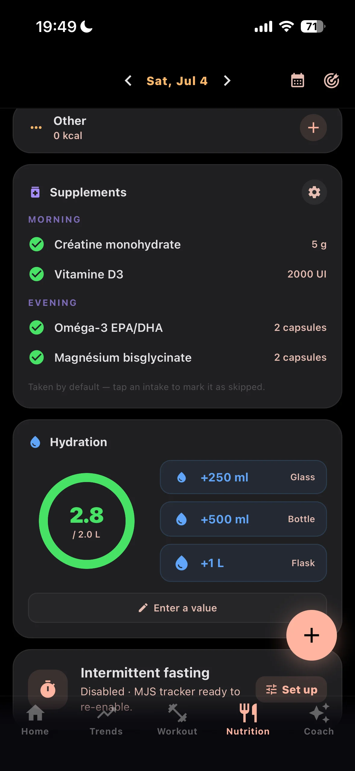 Atlo water and supplements