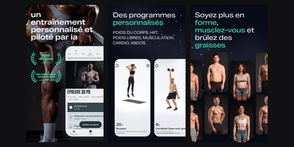 Application Freeletics, capture d'écran
