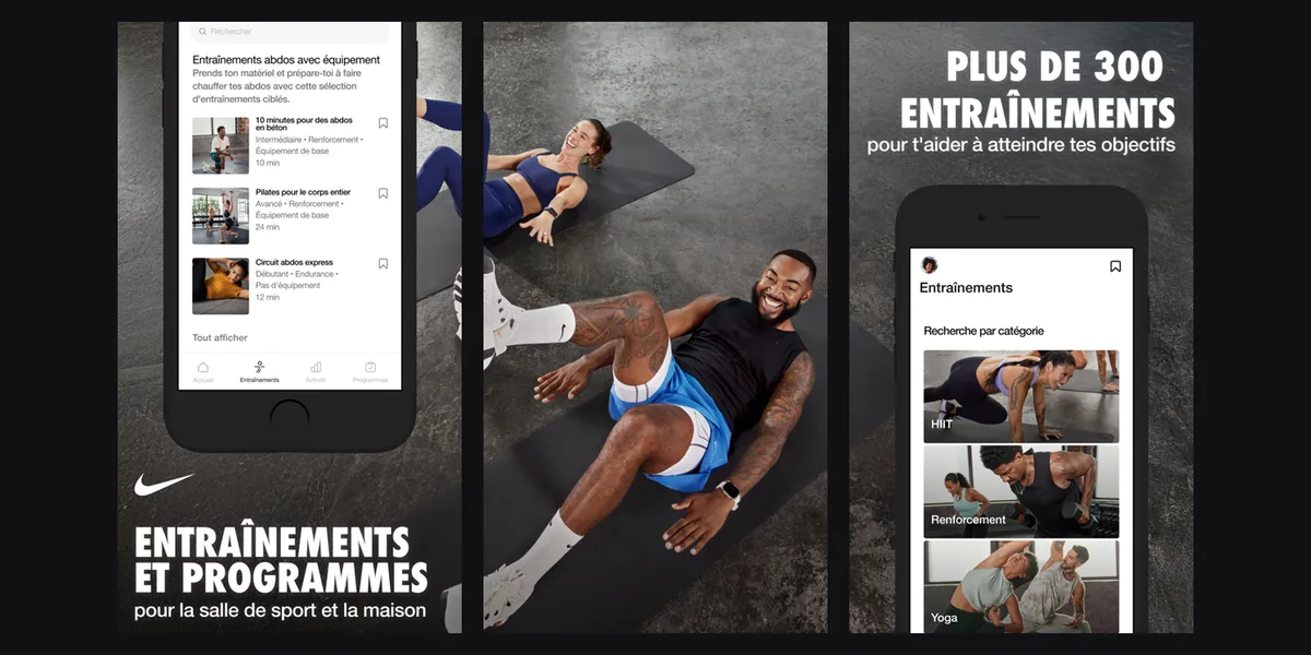 Application Nike Training Club, capture d'écran