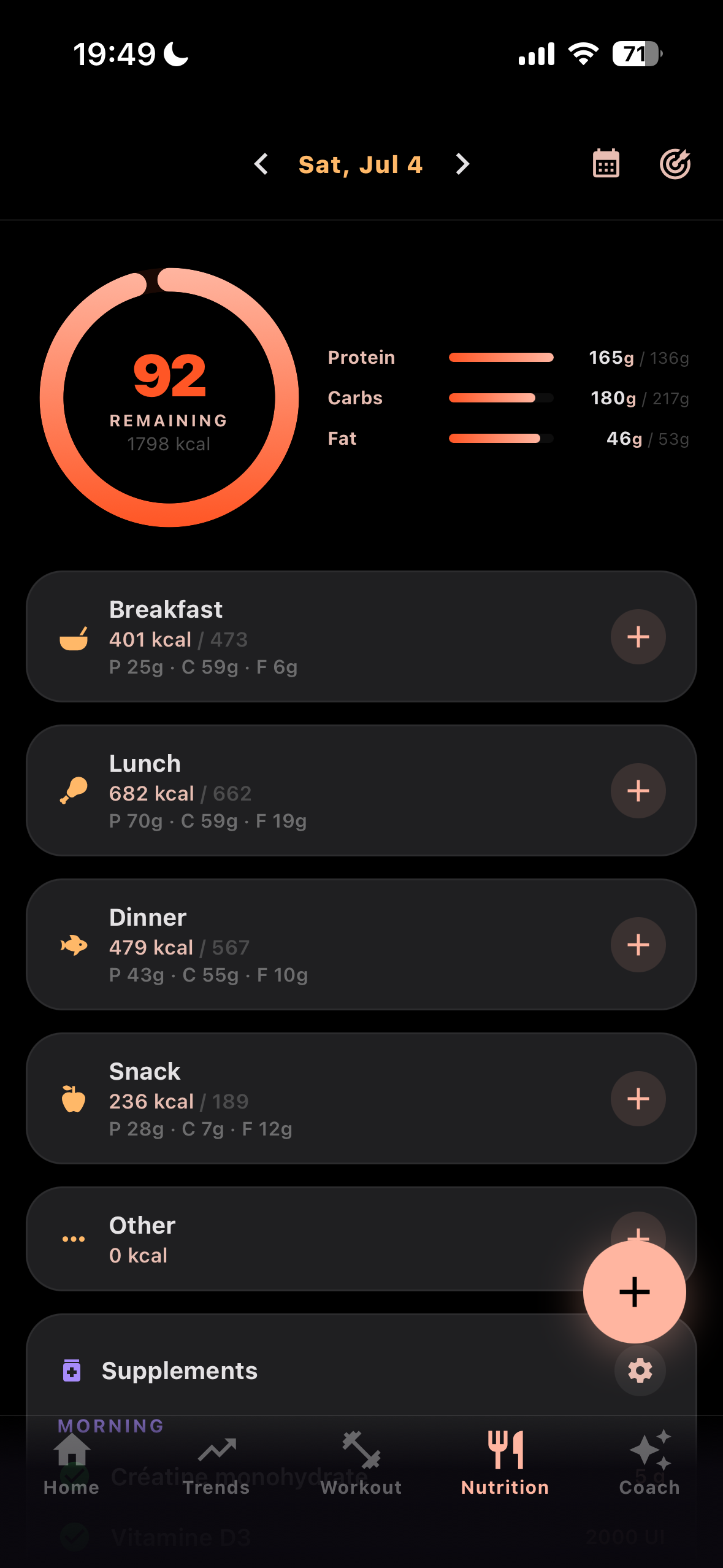 Atlo nutrition, meals and macronutrients