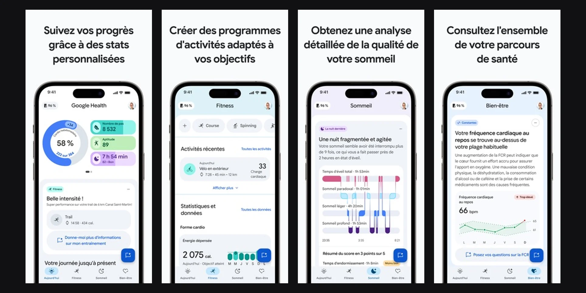 Application Fitbit, capture d'ecran