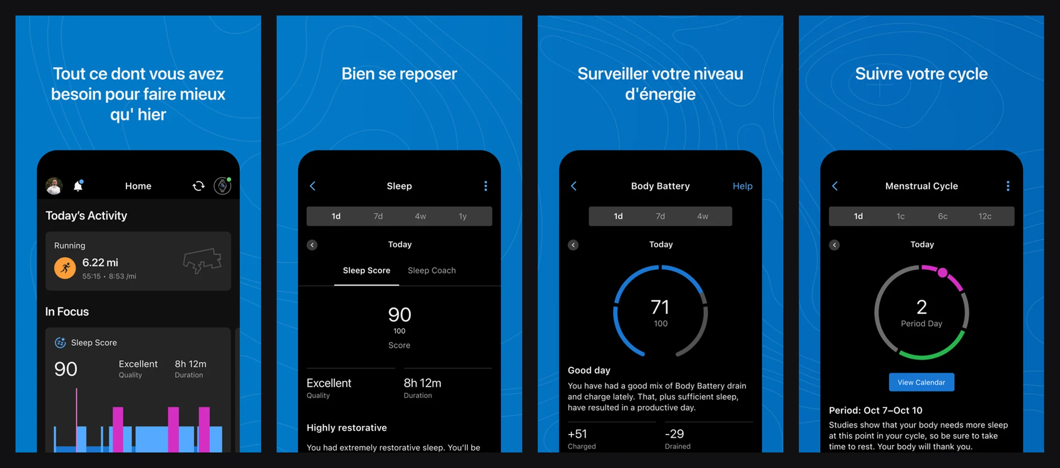 Application Garmin, capture d'ecran