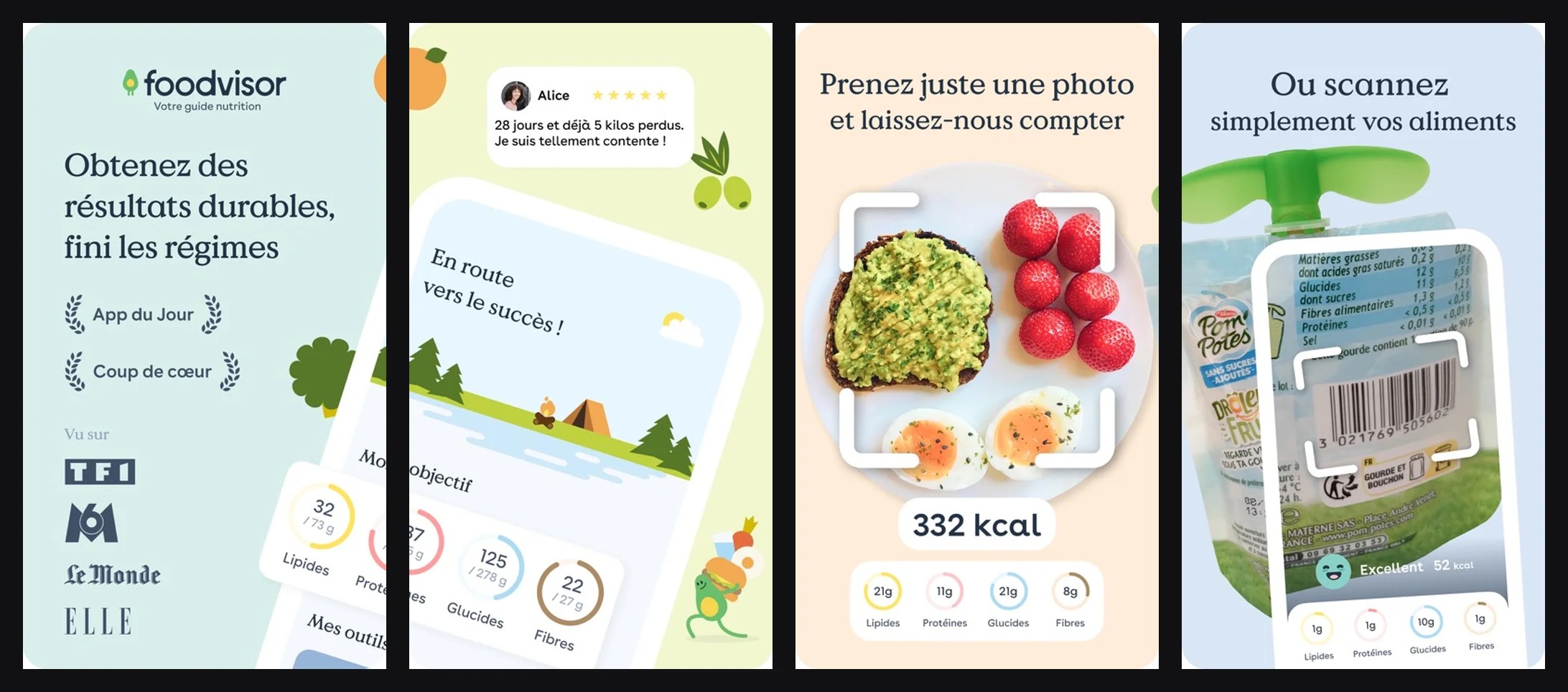 Application Foodvisor, capture d'ecran