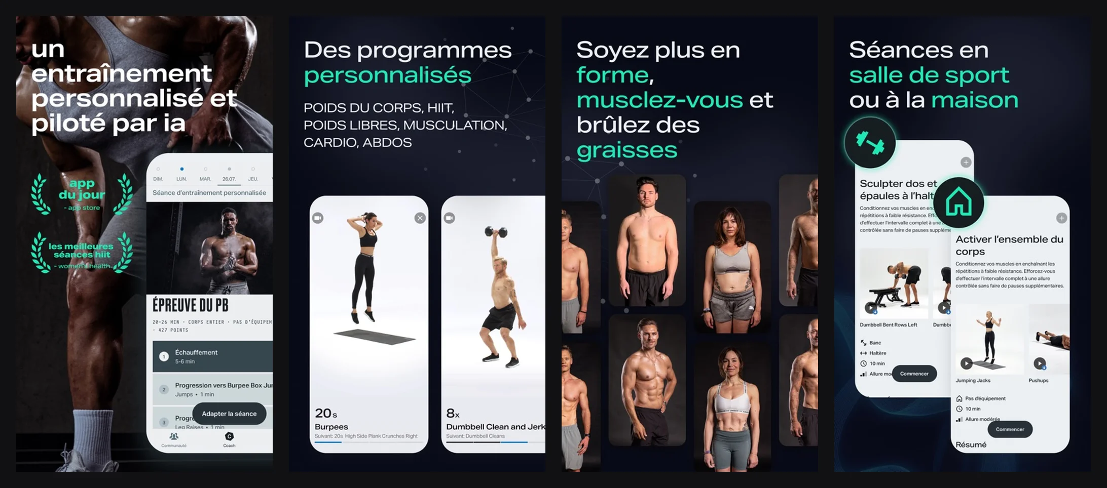 Application Freeletics, capture d'ecran