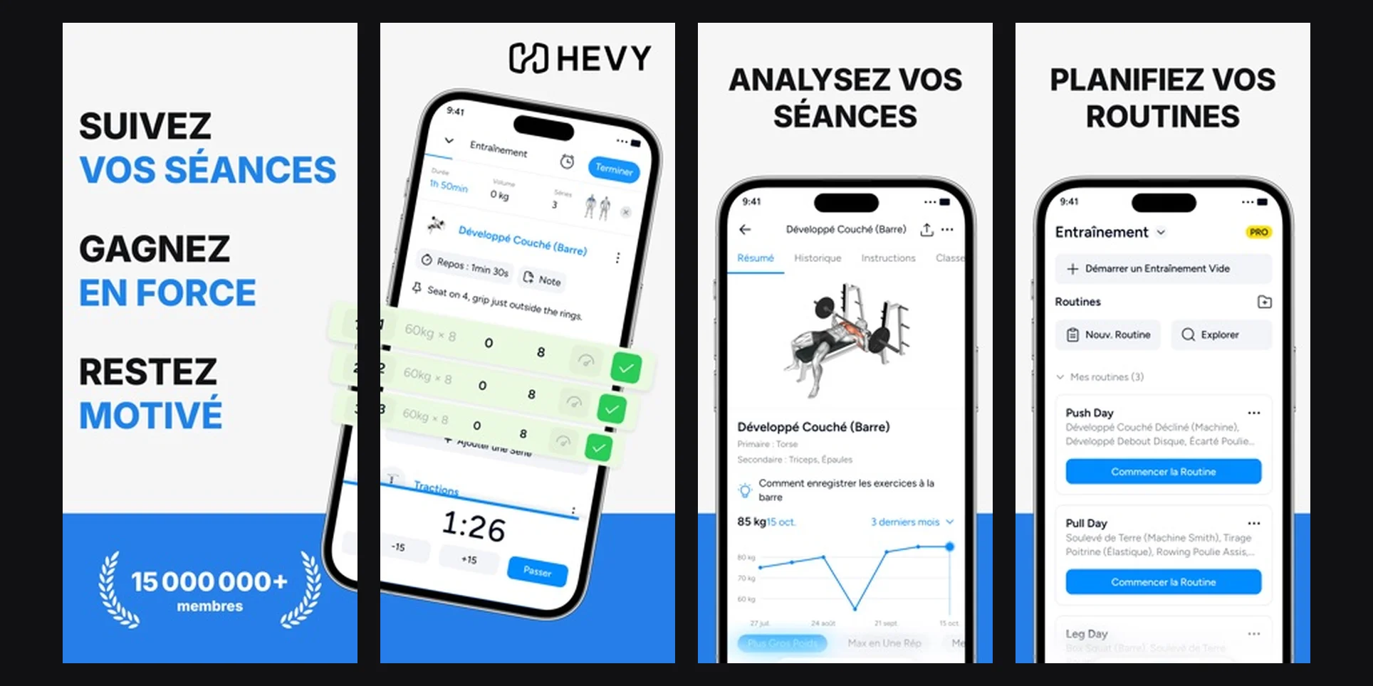 Application Hevy, capture d'ecran