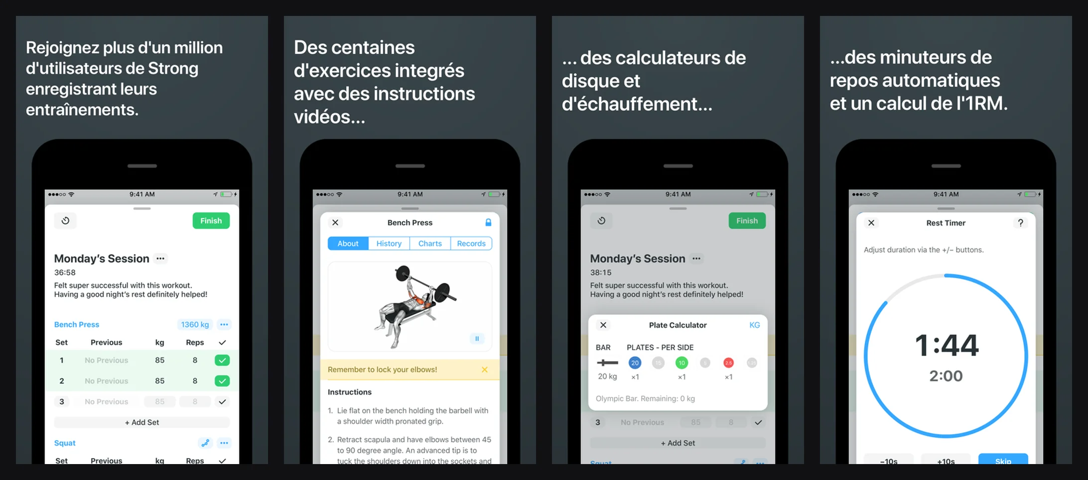 Application Strong, capture d'écran