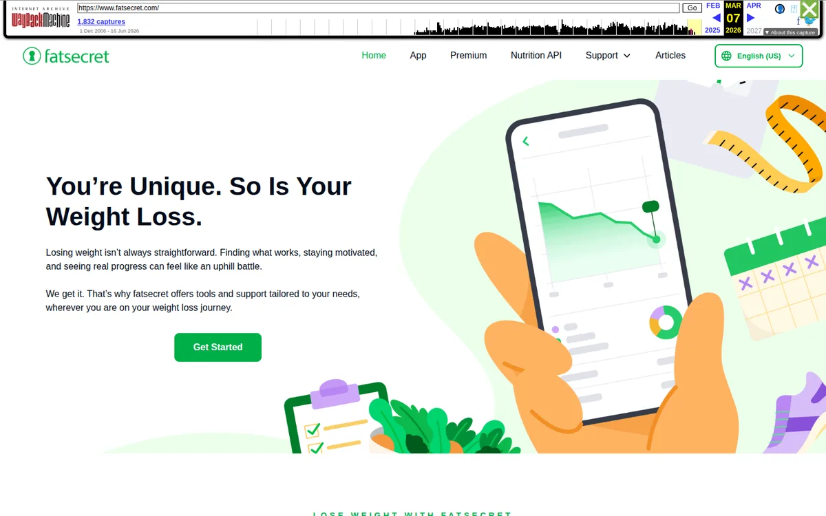 Fatsecret app , screenshot