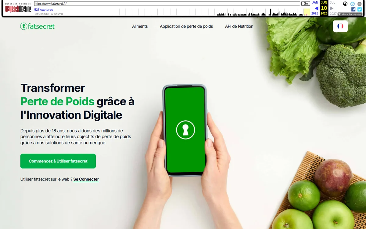 Application Fatsecret ,  capture d'écran