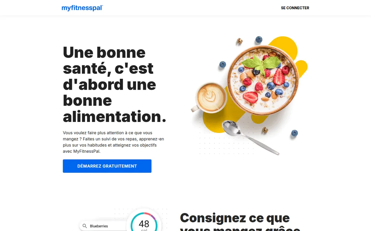 Application Myfitnesspal ,  capture d'écran