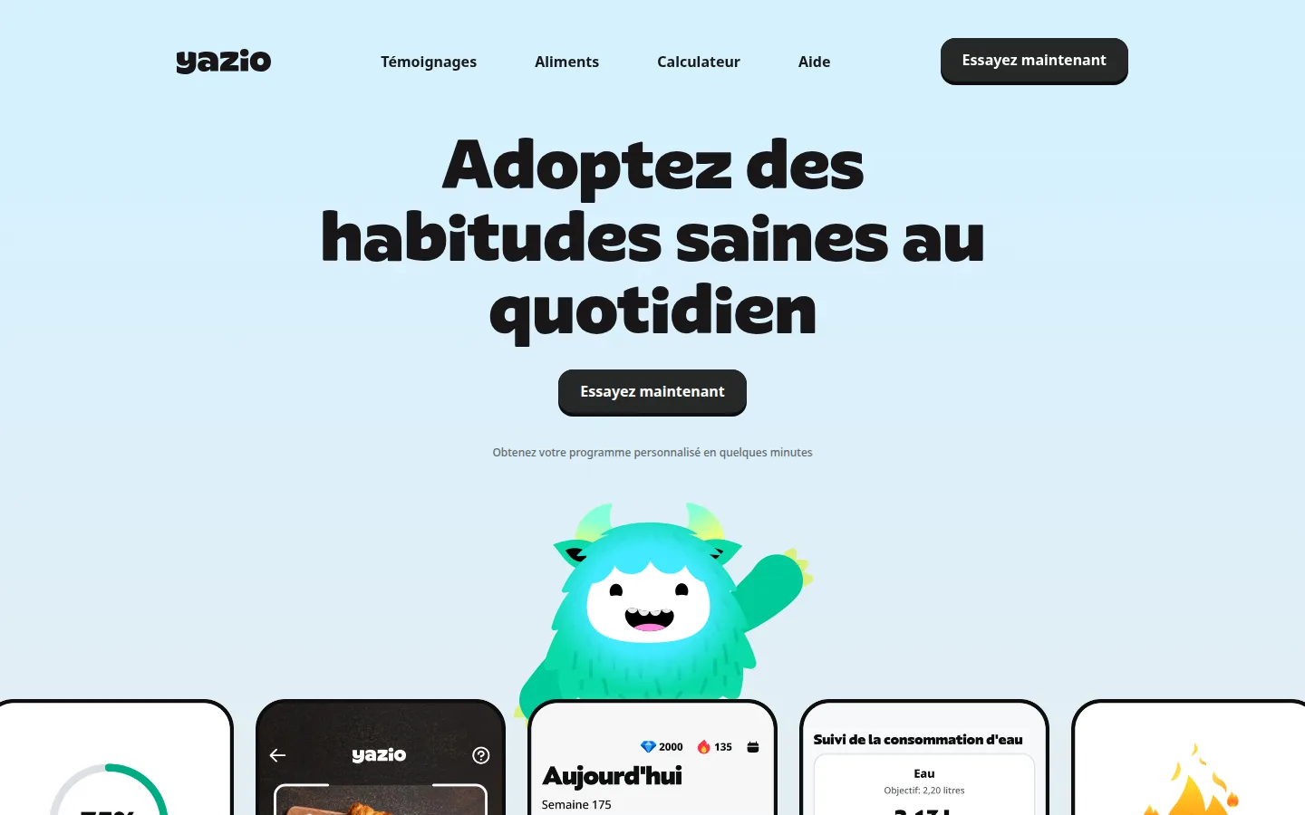 Application Yazio ,  capture d'écran