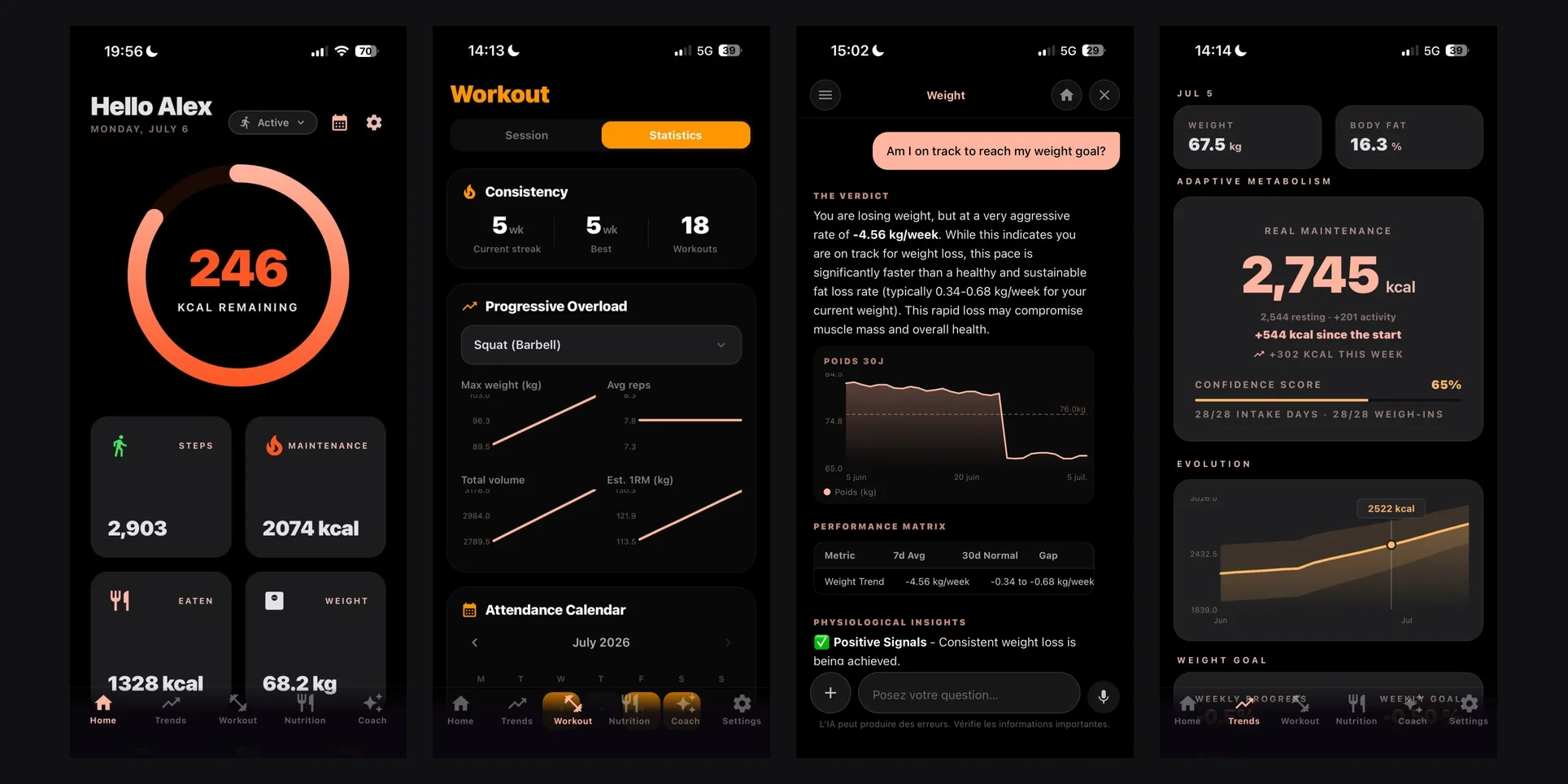 Application Atlo, captures d'écran réelles