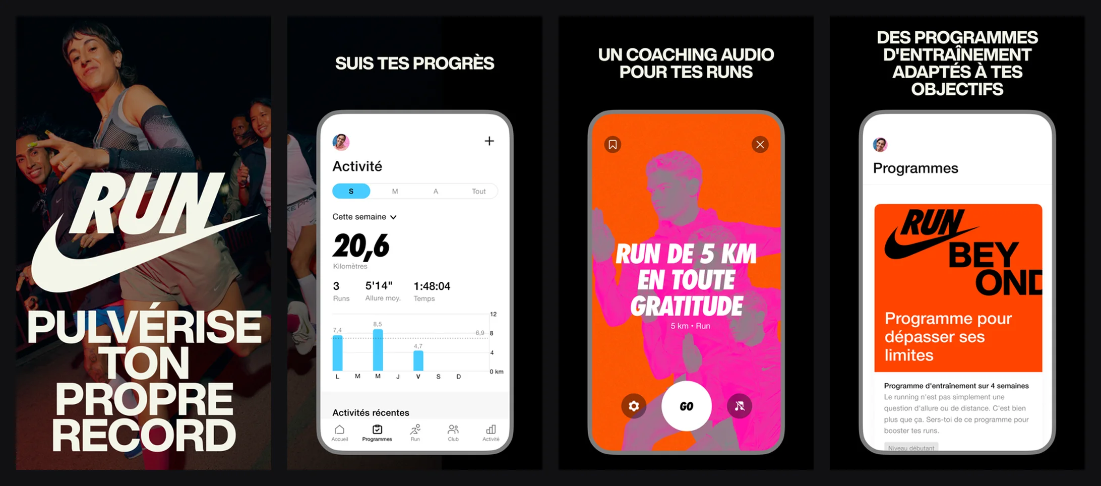 Application Nike Run Club, capture d'ecran