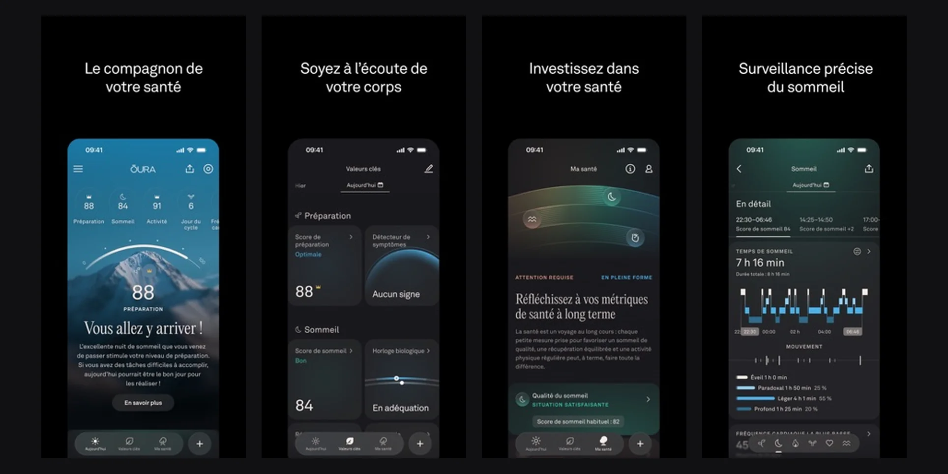 Application Oura Ring, capture d'ecran