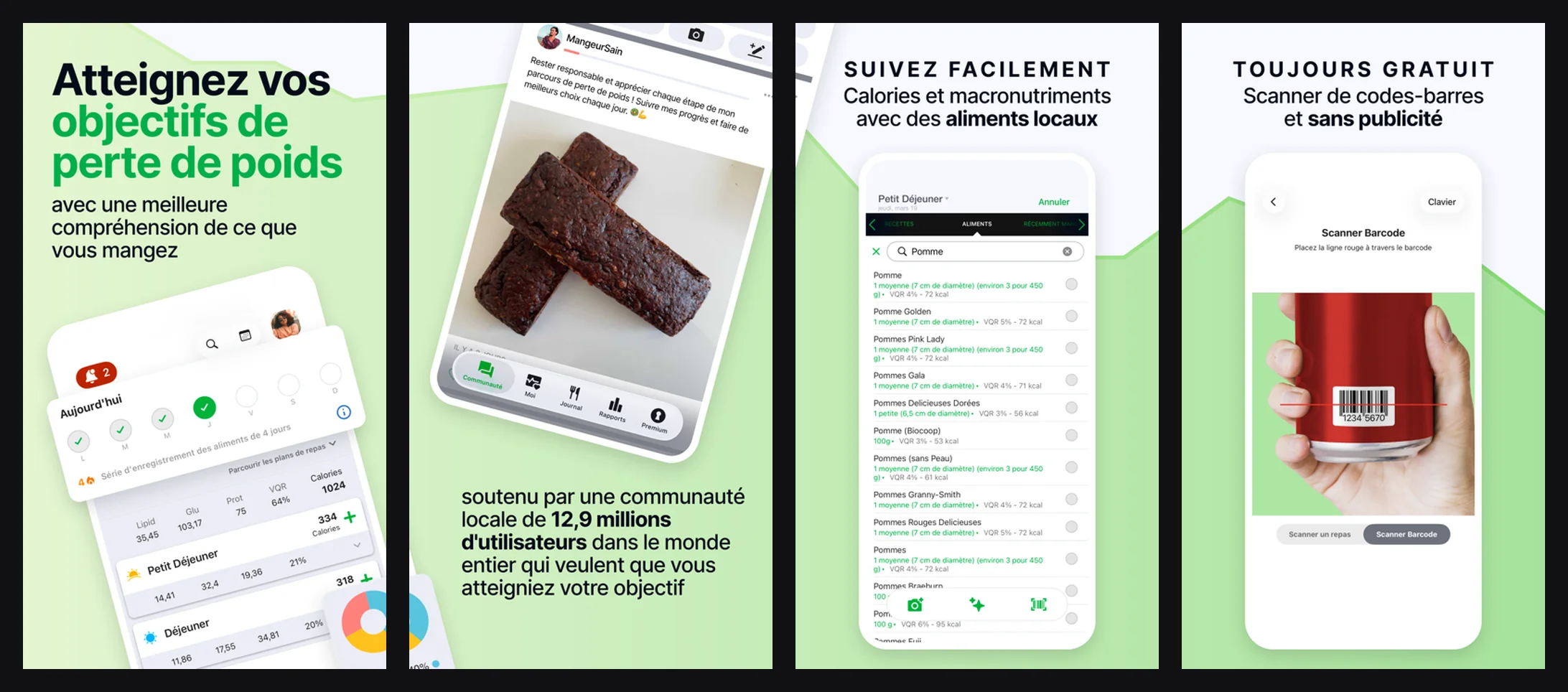 Application FatSecret, capture d'ecran