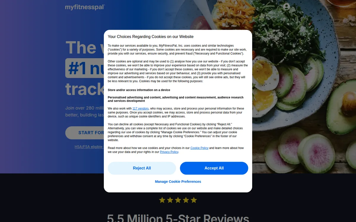 MyFitnessPal app screenshot